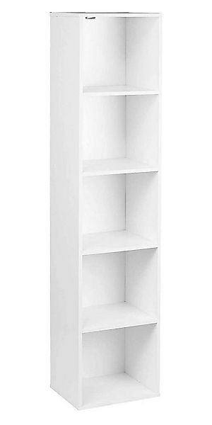 Woltu Bücherregal, Set 1-tlg., Raumteiler Aktenschrank, MDF, 5 Fächer, Weiß günstig online kaufen
