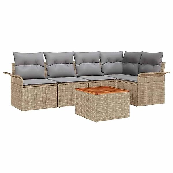 vidaXL Gartensofa-Set 6 Stk Beige und Hellgrau Poly-Rattan 3355998 günstig online kaufen