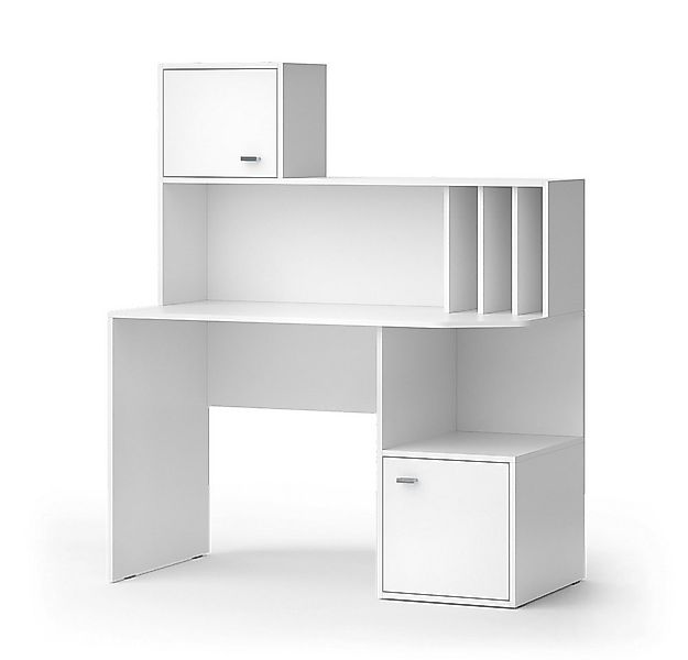 Vicco Schreibtisch Alwin, Weiß, 115 x 55 cm mit 2 Türen günstig online kaufen