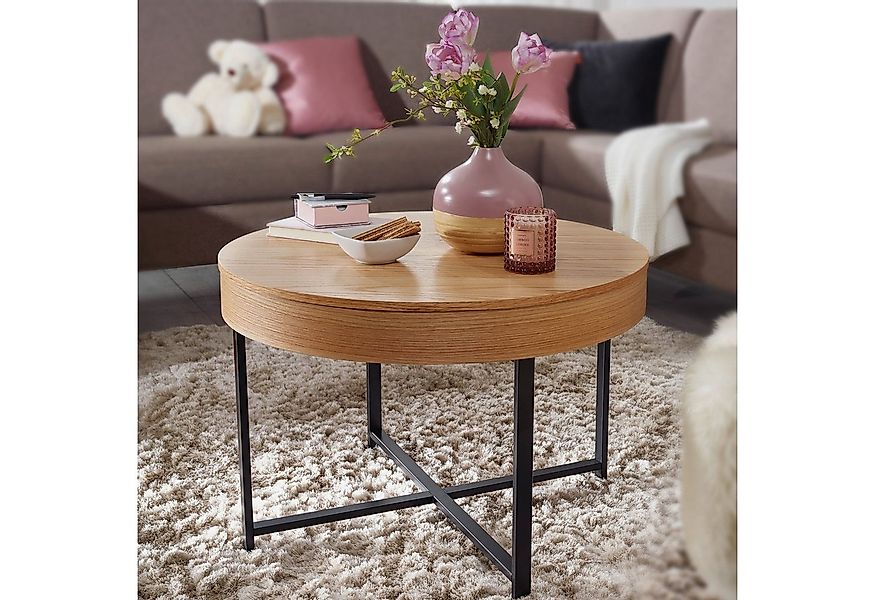 Wohnling Couchtisch WL5.978 Design Eiche Wohnzimmertisch Metallbeine Staura günstig online kaufen