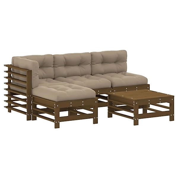 vidaXL 5-tlg Garten-Lounge-Set mit Kissen Honigbraun Kiefernholz Modell 14 günstig online kaufen