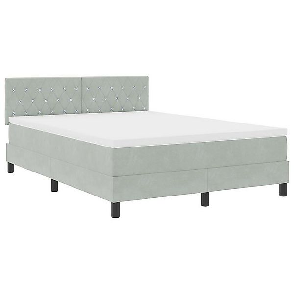 vidaXL Bett Boxspringbett mit Matratze Hellgrau 140x190 cm Samt (1-tlg) günstig online kaufen