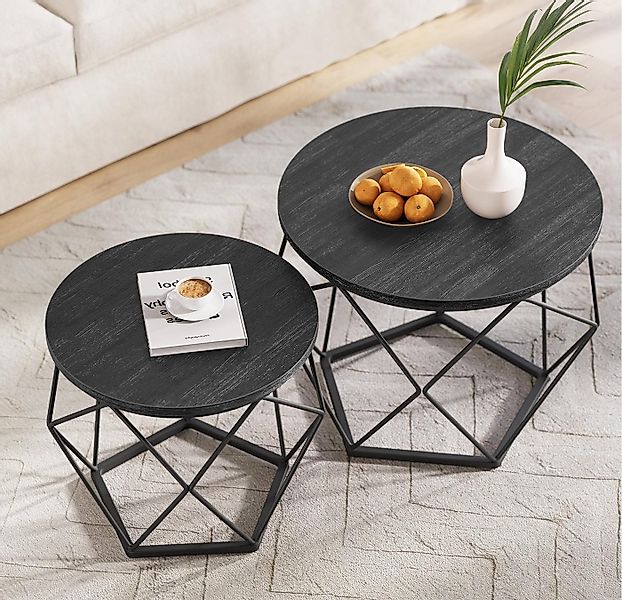 VASAGLE Couchtisch (2er Set), Beistelltisch, abnehmbare Tischplatte, Ø50x40 günstig online kaufen