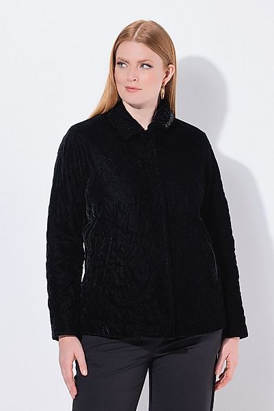 Ulla Popken Sommerjacke Samtjacke Stickerei Hemdkragen Langarm günstig online kaufen
