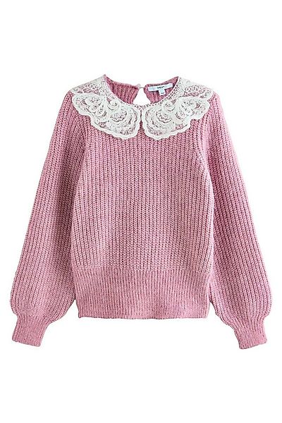 Next Strickpullover Pullover mit Spitzenkragen und Pailletten (1-tlg) günstig online kaufen
