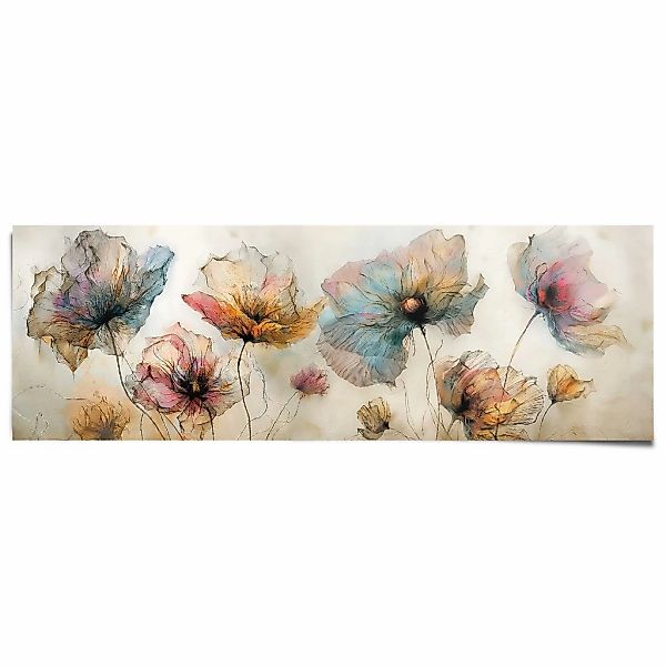 Reinders Poster "Aquarell Blumen", Wohnzimmer - Beige - 170 gr. Papier - Bl günstig online kaufen