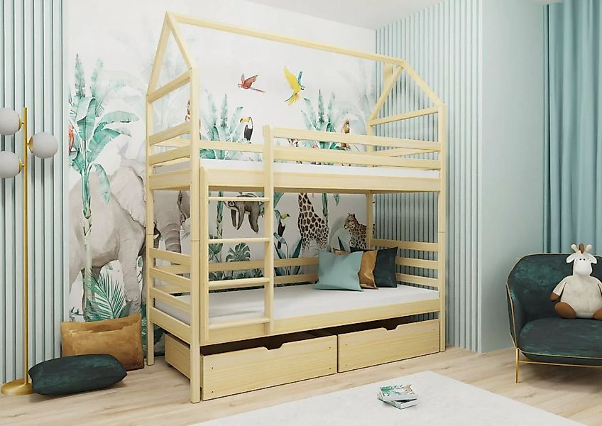 Fun Möbel Hochbett Etagenbett Hausbett Kinderbett PALINA (200x90cm, inkl. R günstig online kaufen