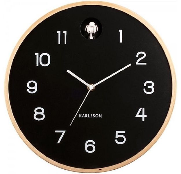 Karlsson Uhr Wanduhr Natural Cuckoo Birch Wood Black günstig online kaufen