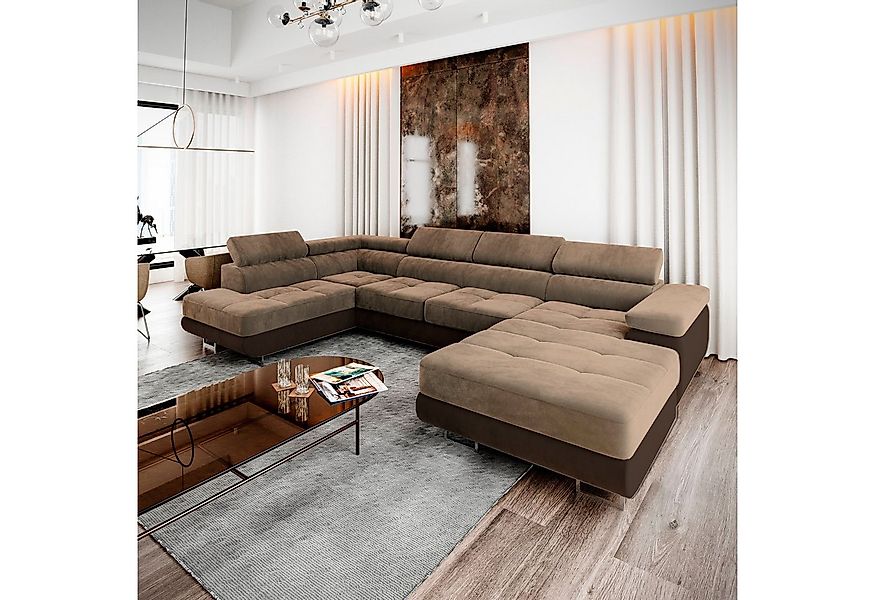 Masseno Ecksofa CASONE mit Schlaffunktion U-Form, Sofa mit Bettkasten günstig online kaufen