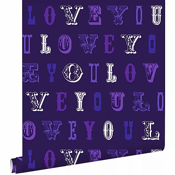 ESTAhome Tapete Love You - Sprüche Lila 53 cm x 10,05 m 136835 günstig online kaufen