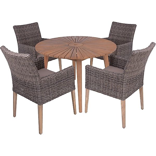 Garden Pleasure Gartenmöbel-Set Fremont/Norvell 5-teilig Grau-Braun FSC® günstig online kaufen