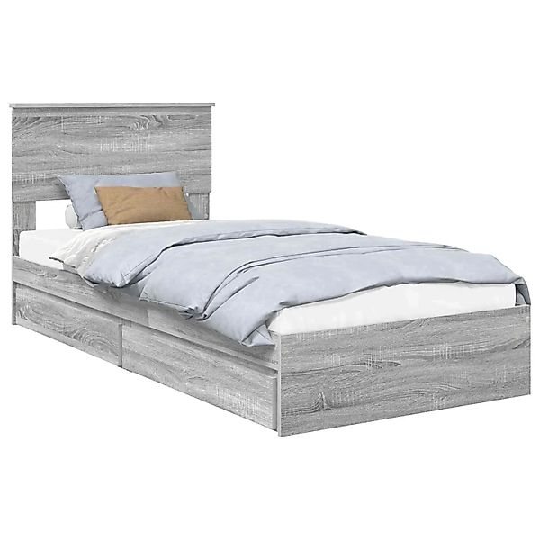 vidaXL Stauraumbett Grau Sonoma 90 x 190 cm Holzwerkstoff 3410845 günstig online kaufen