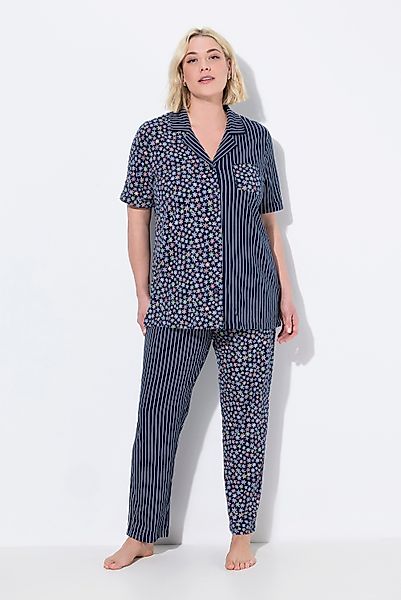 Ulla Popken Pyjama Pyjama Mustermix Reverskragen günstig online kaufen