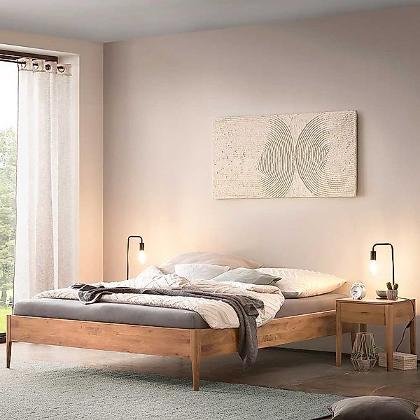 Futonbett ohne Kopfteil aus Wildeiche Massivholz Skandi Design günstig online kaufen