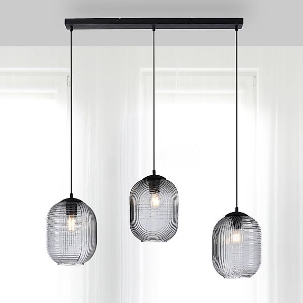 Paul Neuhaus Hängelampe Shitake, rauchgrau, Glas, 86 cm, E27 günstig online kaufen