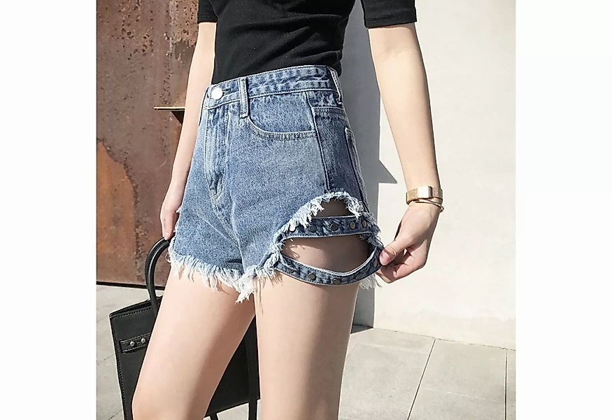 FIDDY Jeansshorts Denim-Shorts – zerrissene Jeans mit hoher Taille – Hotpan günstig online kaufen