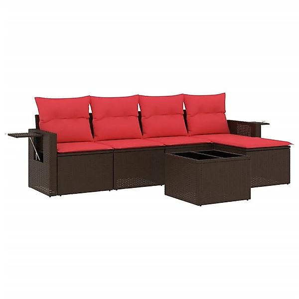 vidaXL 6-Tlg Gartensofa-Set mit Kissen Braun Polyrattan 3220103 günstig online kaufen