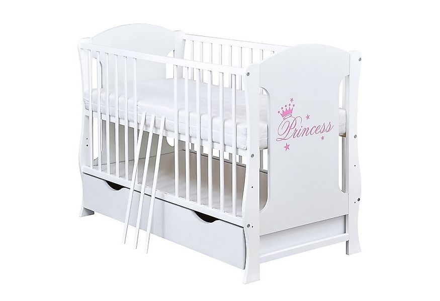 Baby-Delux Babybett Lia Princess, Kinderbett 60x120 cm weiß Schublade Kiefe günstig online kaufen