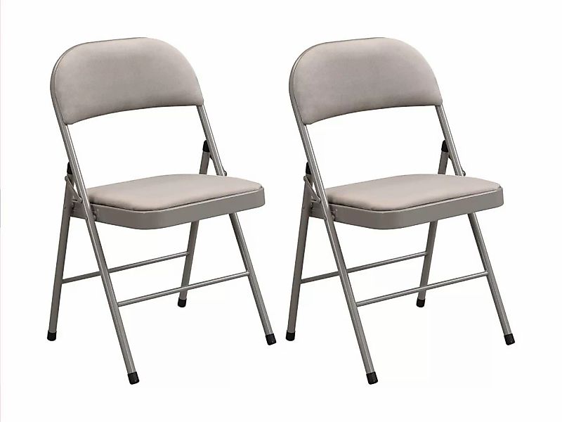 Klappstuhl 2er-Set - Samt & Metall - Taupe - ORTENSIA günstig online kaufen