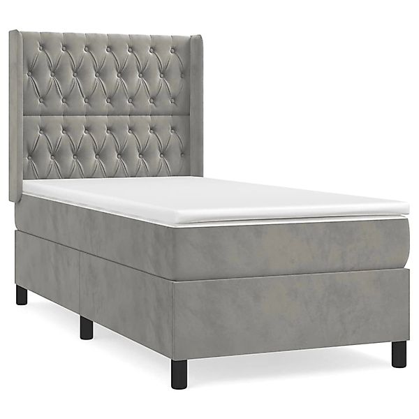 vidaXL Boxspringbett mit Matratze Hellgrau 100x200 cm Samt1400349 günstig online kaufen