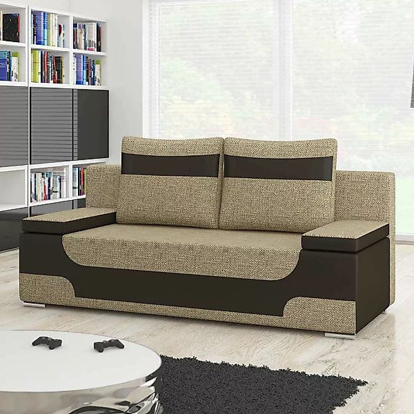 Zweisitzer Sofa Sofa in Beige und Braun günstig online kaufen