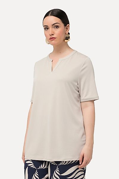 Ulla Popken T-Shirt T-Shirt Tunika-Ausschnitt Halbarm günstig online kaufen