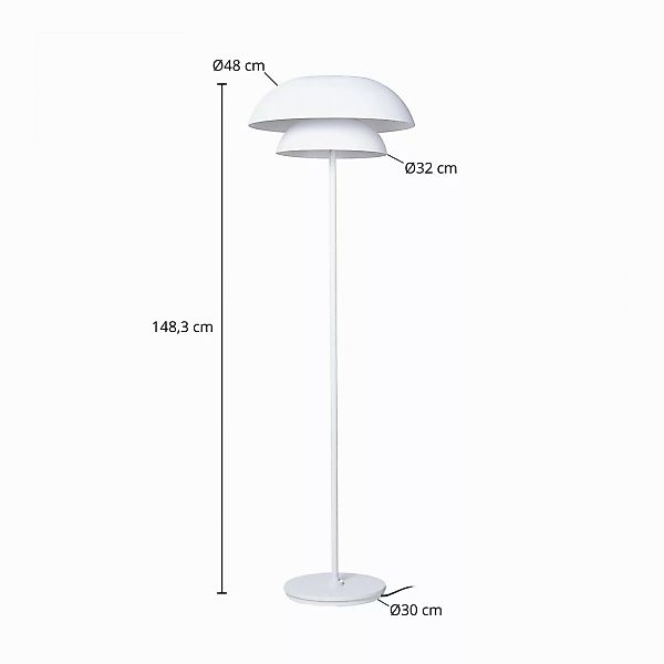 Lucande Stehleuchte Kellina, 151 cm, weiß, Metall, E27 günstig online kaufen