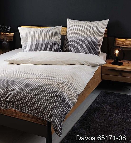 Janine Janine Feinbiber Bettwäsche DAVOS 65171 grau beige Größe:  155x200 c günstig online kaufen