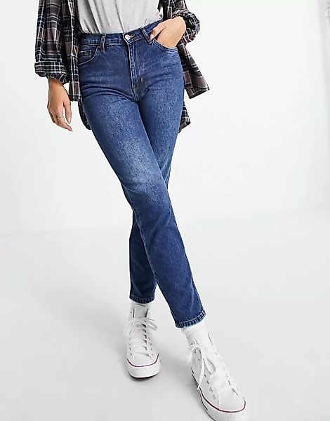 Mango – Mom-Jeans mit kurzem Schnitt in Blau günstig online kaufen