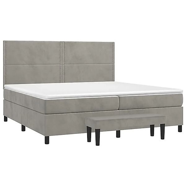 vidaXL Boxspringbett mit Matratze Hellgrau 200x200 cm Samt 3137803 günstig online kaufen