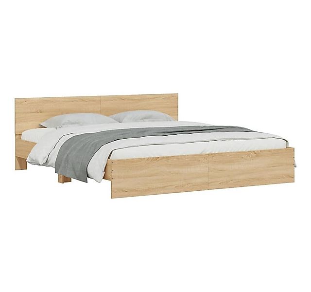 furnicato Bettgestell mit Kopfteil Sonoma-Eiche 160x200 cm (1-tlg) günstig online kaufen