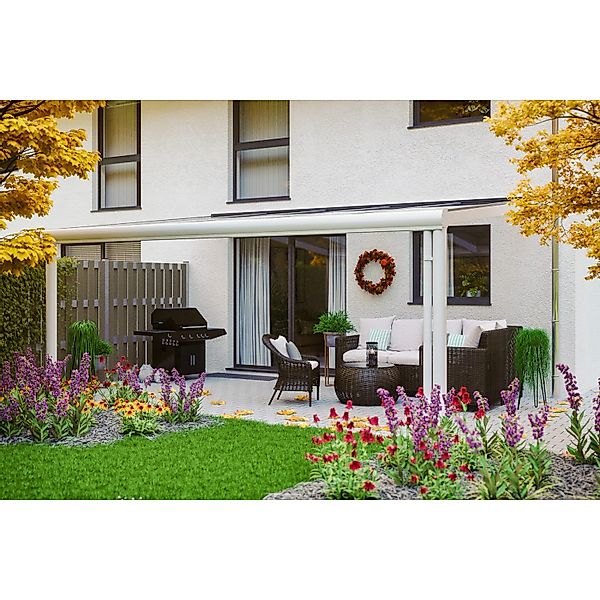 Terrassenüberdachung Genua 541 x 357 cm Aluminium Weiß günstig online kaufen