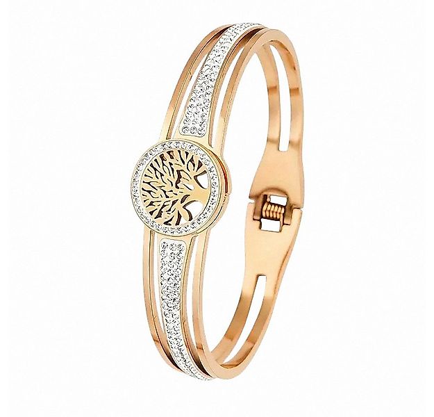 Taffstyle Armband Lebensbaum Damen Armband Edelstahl 18K vergoldet Strass E günstig online kaufen