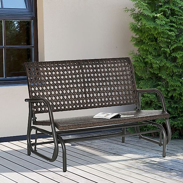 Outsunny Polyrattan Schaukelbank 2-Sitzer, Terrasse Garten Loveseat, Garten günstig online kaufen