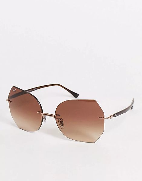 Ray-Ban – Eckige Oversize-Sonnenbrille für Damen in Braun 0RB8065 günstig online kaufen