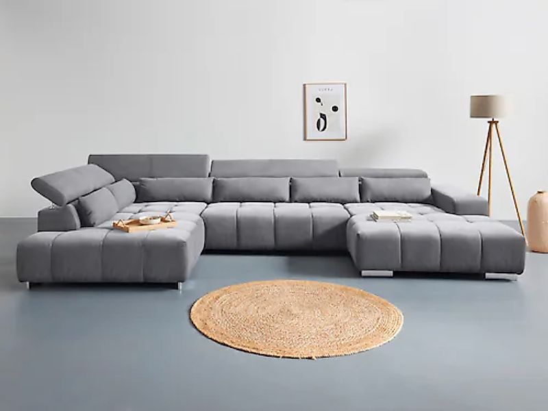 COTTA Wohnlandschaft "Orion U-Form" mit Kopfteilverstellung & 6 Nierenkisse günstig online kaufen