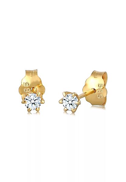 Elli DIAMONDS Paar Ohrstecker "Elegant Klassisch Diamant (0.12 ct.) 585 Gel günstig online kaufen