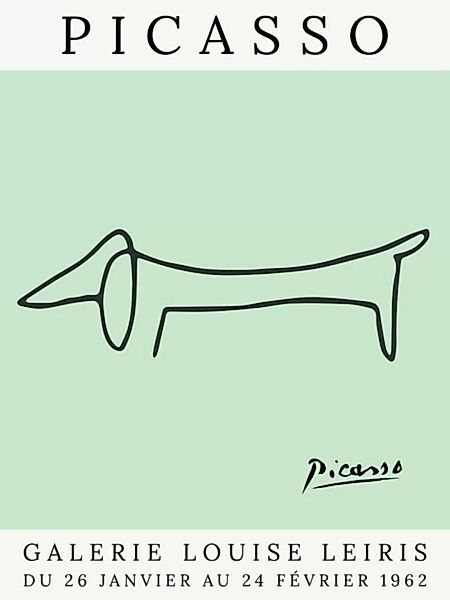Poster / Leinwandbild - Picasso Hund – Grün günstig online kaufen