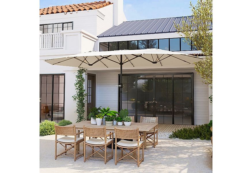 Outsunny Sonnenschirm 436 x 260 cm, UV Schutz, aus Stahl, mit Handkurbel, L günstig online kaufen