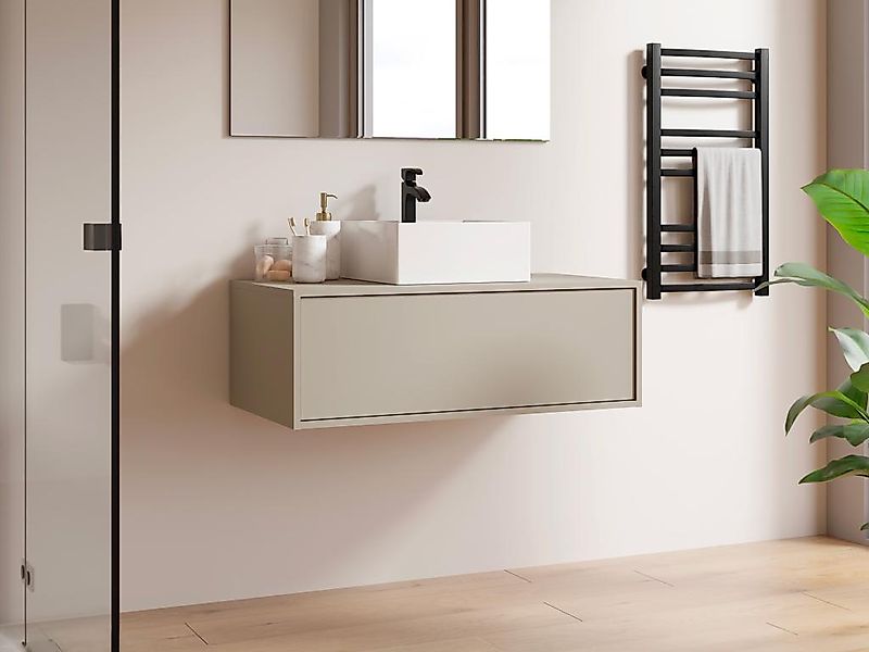 Waschbeckenunterschrank hängend mit Einzelwaschbecken - Beige - 94 cm - TEA günstig online kaufen