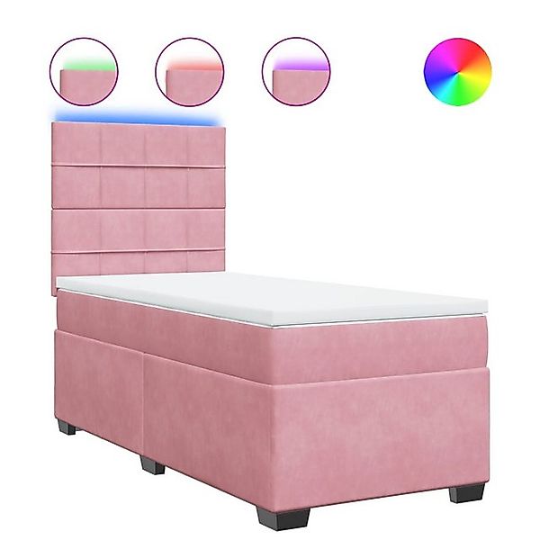 vidaXL Bett Boxspringbett mit Matratze Rosa 90x200 cm Samt günstig online kaufen