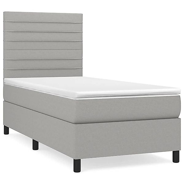 vidaXL Boxspringbett mit Matratze Hellgrau 90x200 cm Stoff 3141825 günstig online kaufen