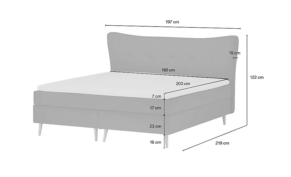 Boxspringbett  Ferill ¦ türkis/petrol ¦ Maße (cm): B: 197 H: 122 Betten > B günstig online kaufen