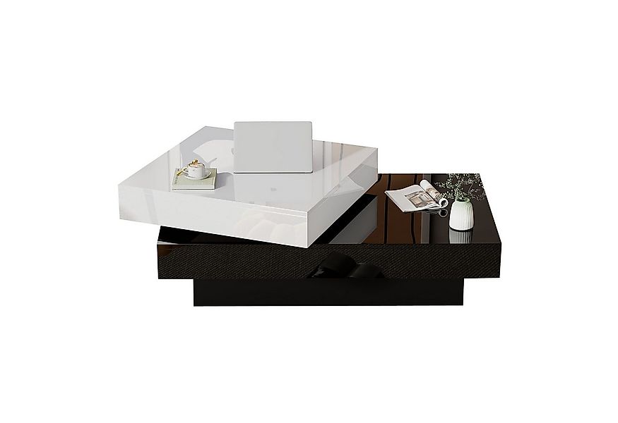 Merax Couchtisch drehbar mit Stauraum & 2 Ebenen (1-St., 1 Tisch), Wohnzimm günstig online kaufen