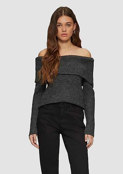 QS Longpullover Strickpullover Rippstrickpullover mit Offshoulder-Ausschnit günstig online kaufen