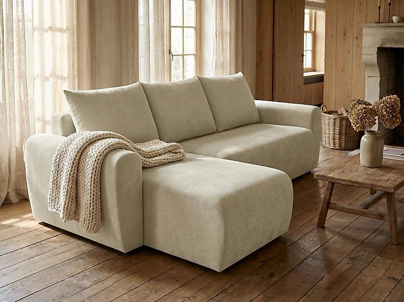 Home affaire Ecksofa "Nortrud-Uni, 241 cm, L-Form, mit Schlaffunktion u. Be günstig online kaufen