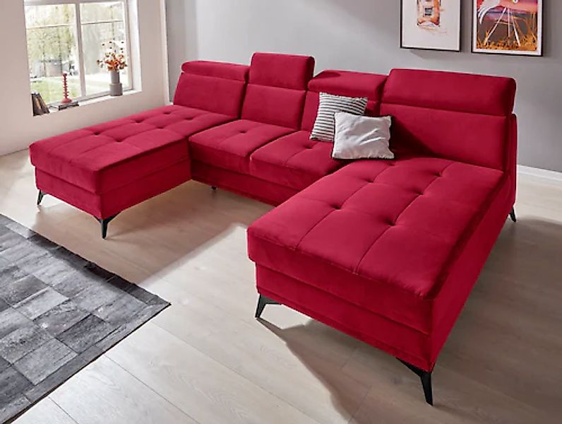 INOSIGN Wohnlandschaft »Cardiz U-Form« inkl.Kopfteilverstellung und Federke günstig online kaufen