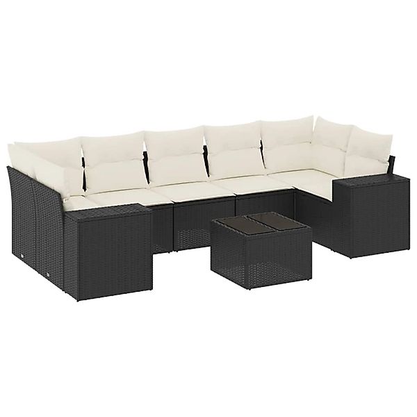 vidaXL 8-Tlg Garten-Sofagarnitur mit Kissen Schwarz Poly Rattan 3254673 günstig online kaufen
