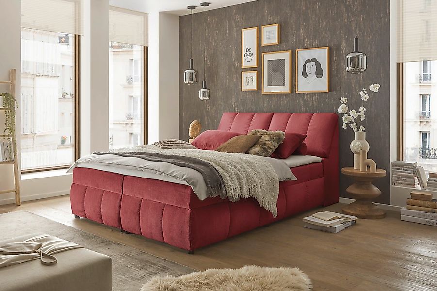 ED EXCITING DESIGN Boxbett "Valencia" inkl. Bettkasten und Stauraum im Kopf günstig online kaufen