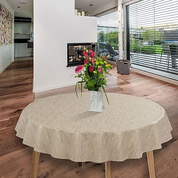 laro Tischdecke Wachstuch-Tischdecken Abwaschbar Leinenoptik Beige günstig online kaufen